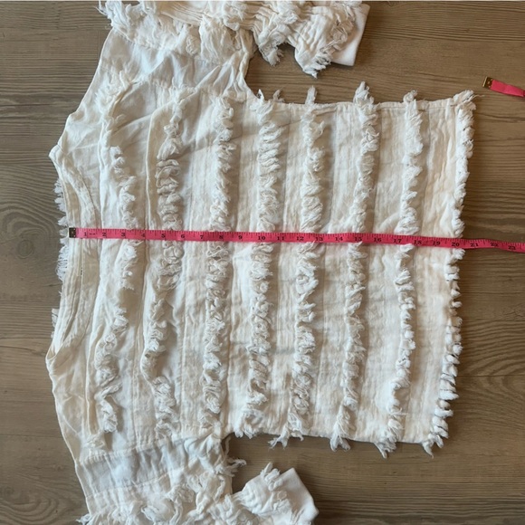 Ulla Johnson Frayed Fringe Cotton Voile Layered ivory white Top sz 0 Womens - Picture 6 of 8